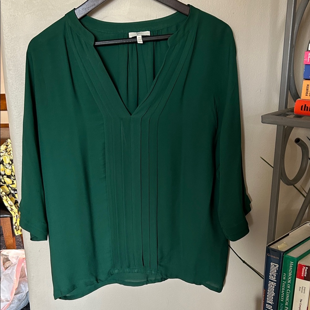 Joie Emerald Green V-Neck Blouse